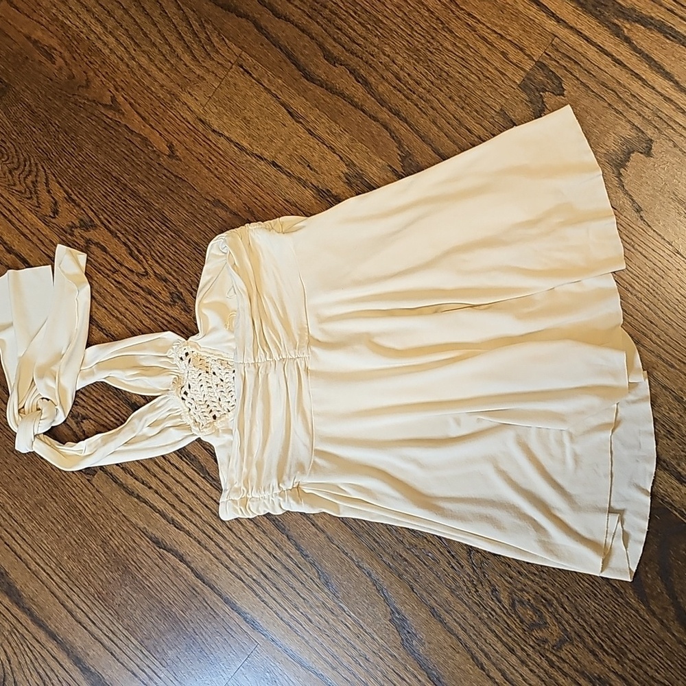 Robert Rodriguez Cream Halter Top with Crochet Accent - Picture 3 of 3
